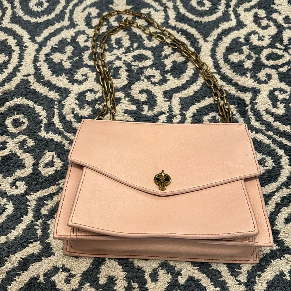 Fossil Stevie SM Chain Crossbody Pink Gold-tone Chain